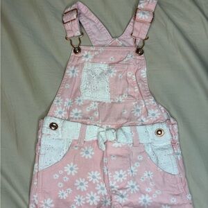 Pink Floral Kids Overalls